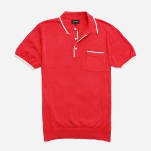 The Tie Bar Tipped Cotton Sweater Deep Coral Polo